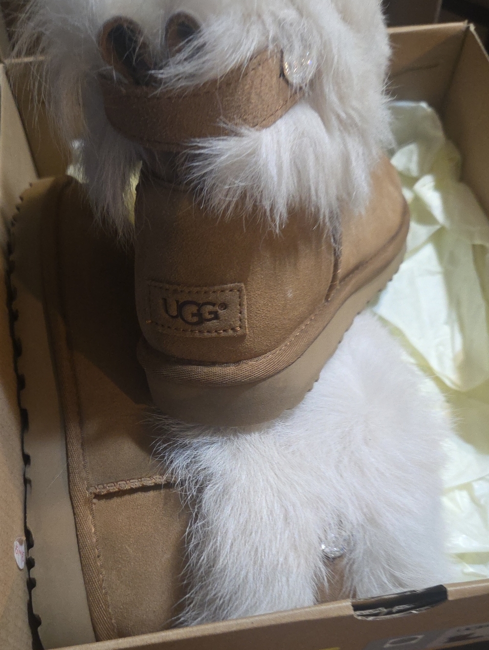UGG Chestnut Women Booties with White Fur Cuff